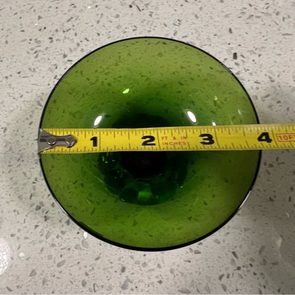 1960s ASEDA SWEDEN Green Glass Sherbet Dessert Footed Dish Mid Century Crystal - Picture 7 of 8